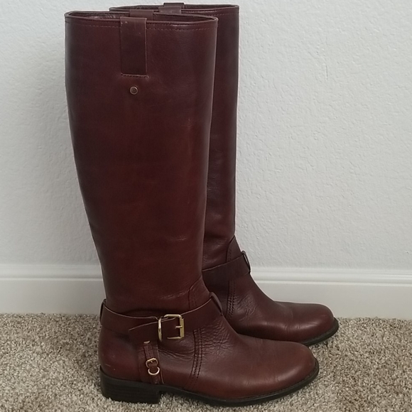 Vince Camuto Brown Leather Riding Tall Boots - Picture 2 of 8